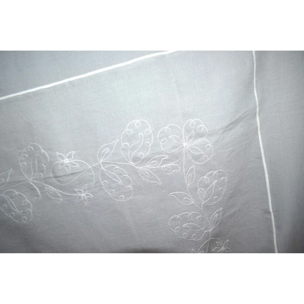 Vintage Tablecloth Gray with Napkins 1950s Touch White Embroidery